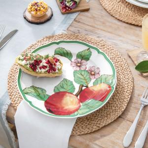 French Garden Modern Fruits dessert plate set of 4