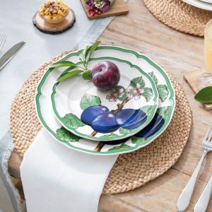 French Garden Modern Fruits dessert plate set of 4