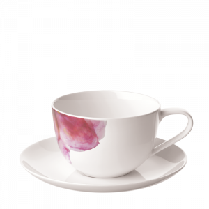 Rose Garden reggeliző csésze és fehér alj