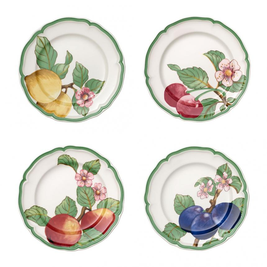French Garden Modern Fruits flat plate set of 4 pieces