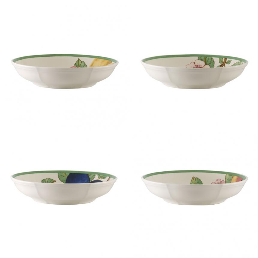 French Garden Modern Fruits flat bowl set of 4