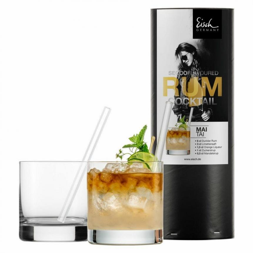 Eisch Rumcoctail pohárszett 2db+2üvegszívószál ajándékhengerben